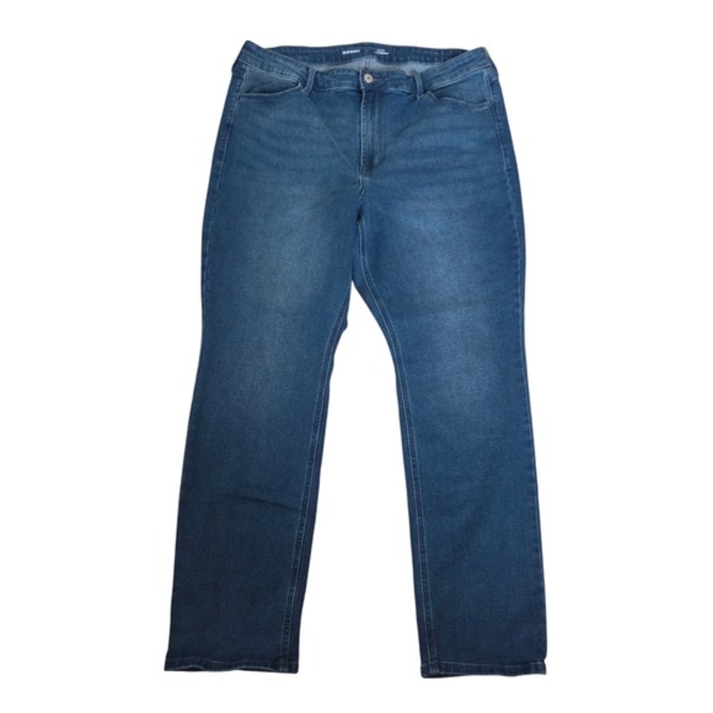 Old Navy Wow Straight Jeans Womens 16 High Rise Medium Wash Blue Denim Stretch